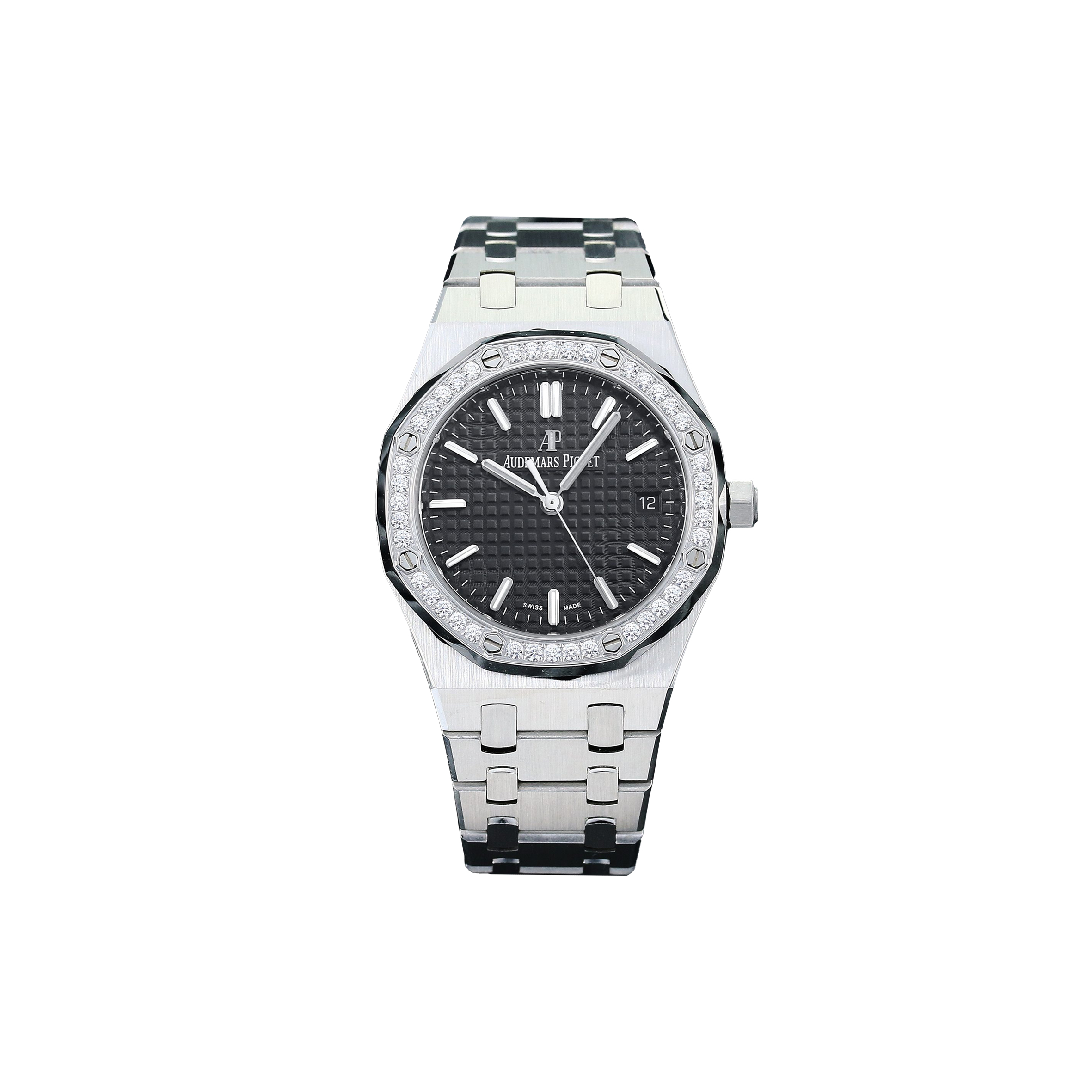 AUDEMARS PIGUET ROYAL OAK AUTO STEEL DIAMONDS 34MM WATCH 77350ST